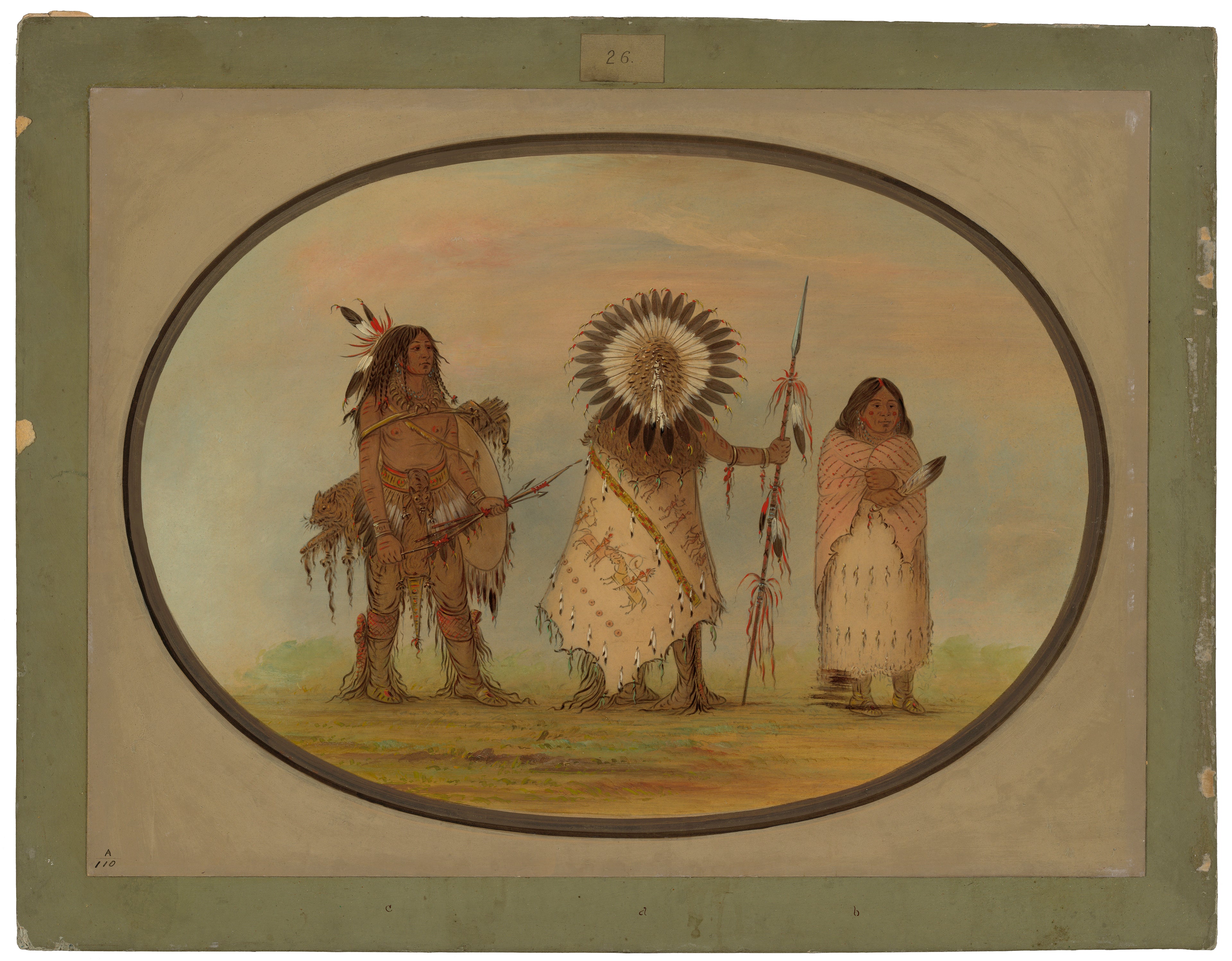Le chef des corbeaux, sa femme et un guerrier - George Catlin