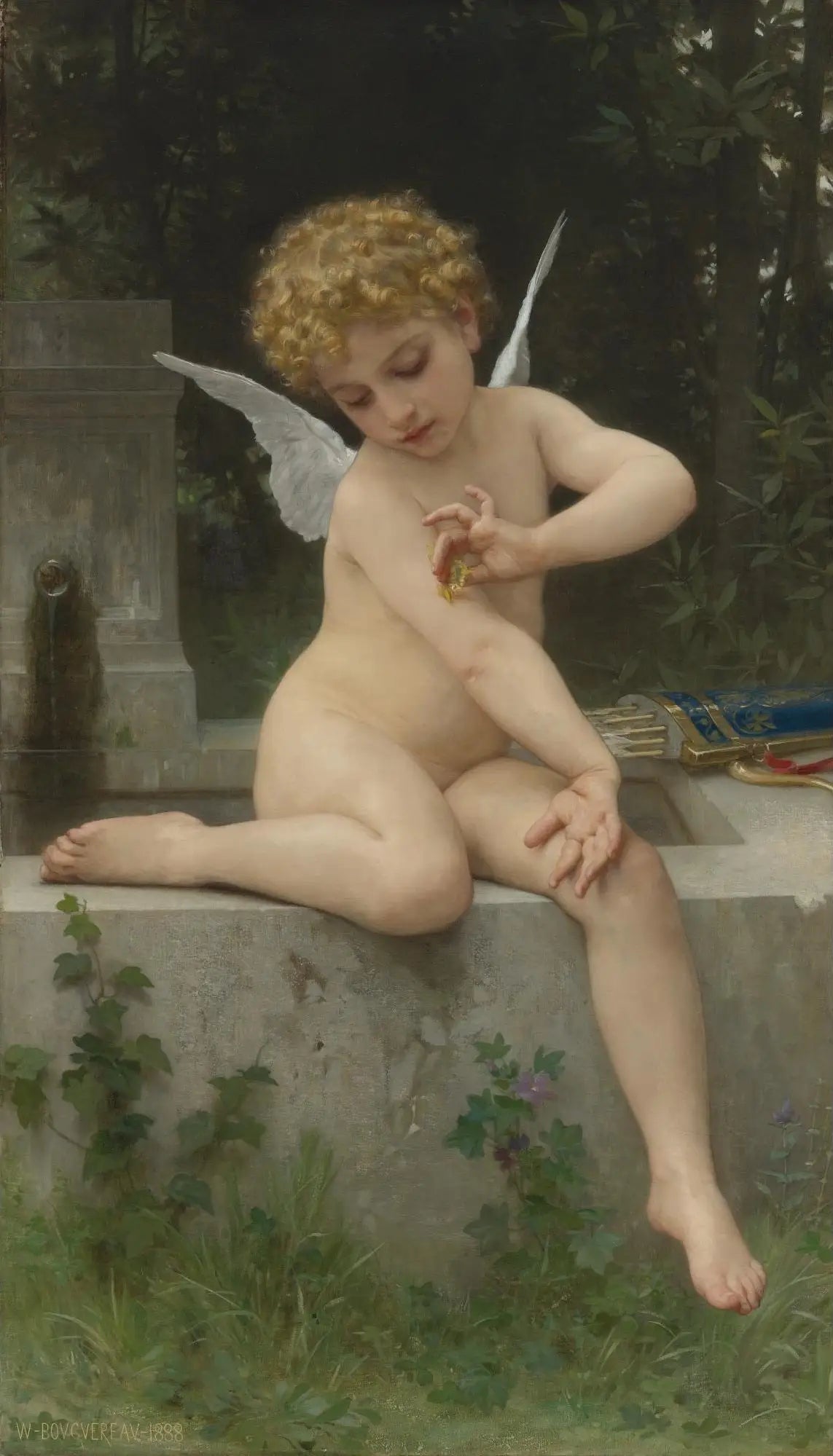 Reproduction du tableau « L’Amour au Papillon - Bouguereau » par Alpha Reproduction en peinture à l’huile