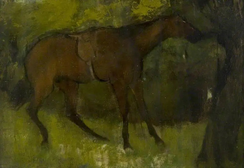 Reproduction du tableau « Cheval attaché à un arbre - Edgar Degas » par Alpha Reproduction en peinture à l’huile