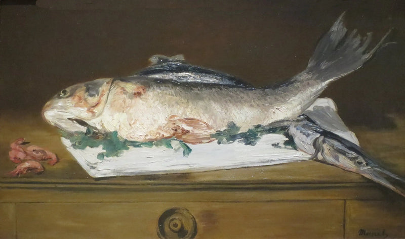 ปลาแซลมอน, ปลาช่อน, กุ้ง - Édouard Manet