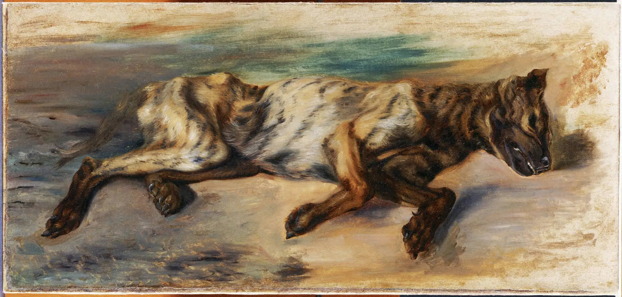 Reproduction du tableau « Chien mort - Eugène Delacroix » par Alpha Reproduction en peinture à l’huile