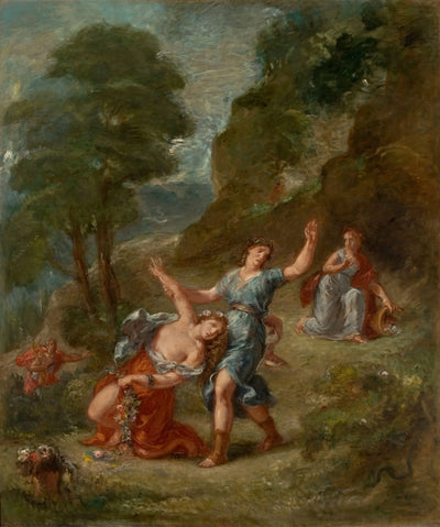 Reproduction du tableau « Le Printemps - Eurydice mordue par un serpent alors qu'elle cueillait des fleurs (la mort d'Eurydice) - Eugène Delacroix » par Alpha Reproduction en peinture à l’huile