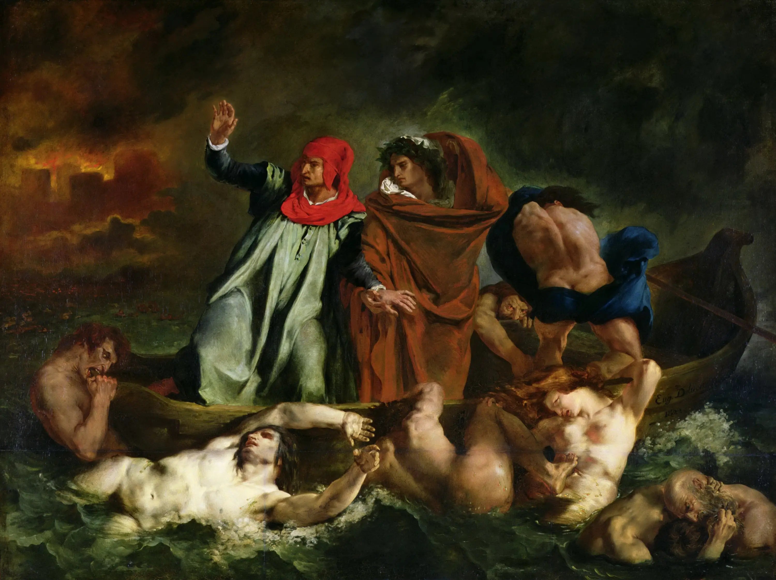 Reproduction du tableau « La Barque de Dante - Eugène Delacroix » par Alpha Reproduction en peinture à l’huile
