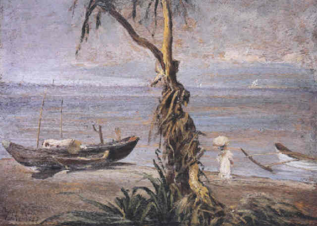 Plage de Pasay — Fabián de la Rosa, vers 1920, Huile sur toile