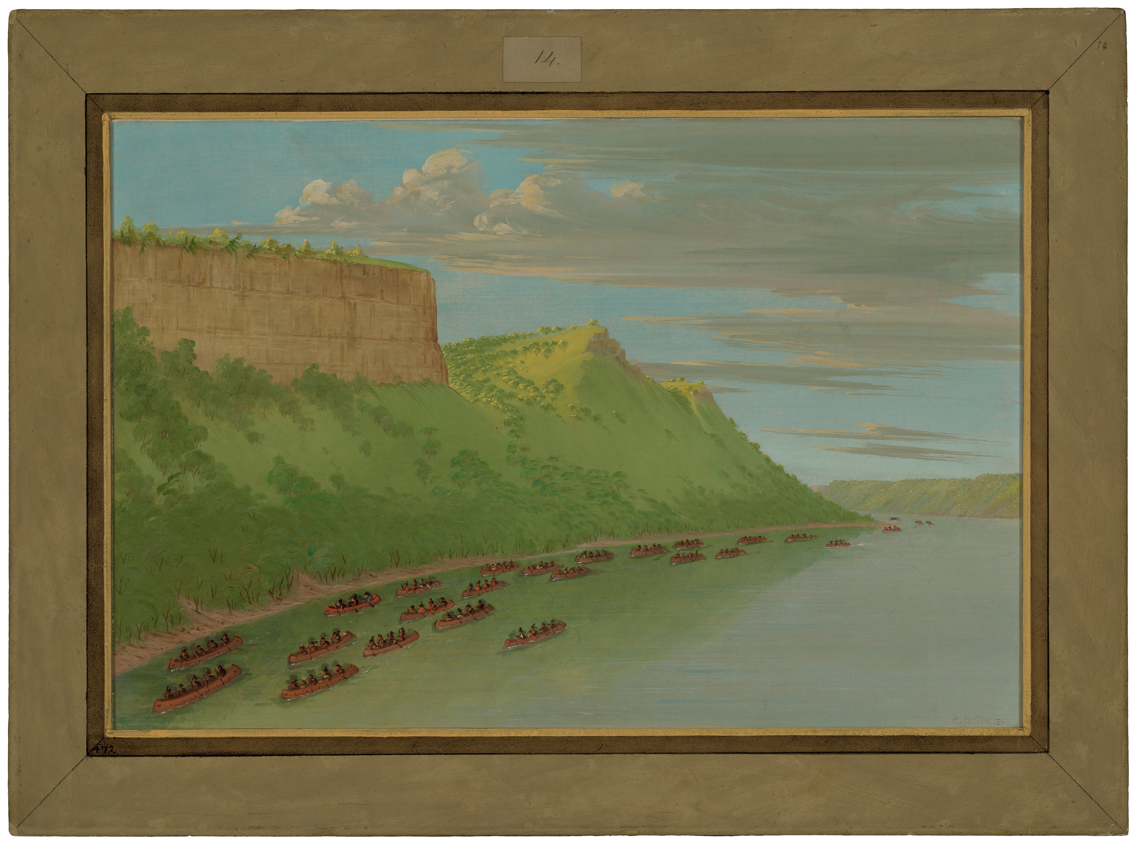 Le Père Hennepin et ses compagnons franchissant le Saut des Amants. Avril 1680 - George Catlin