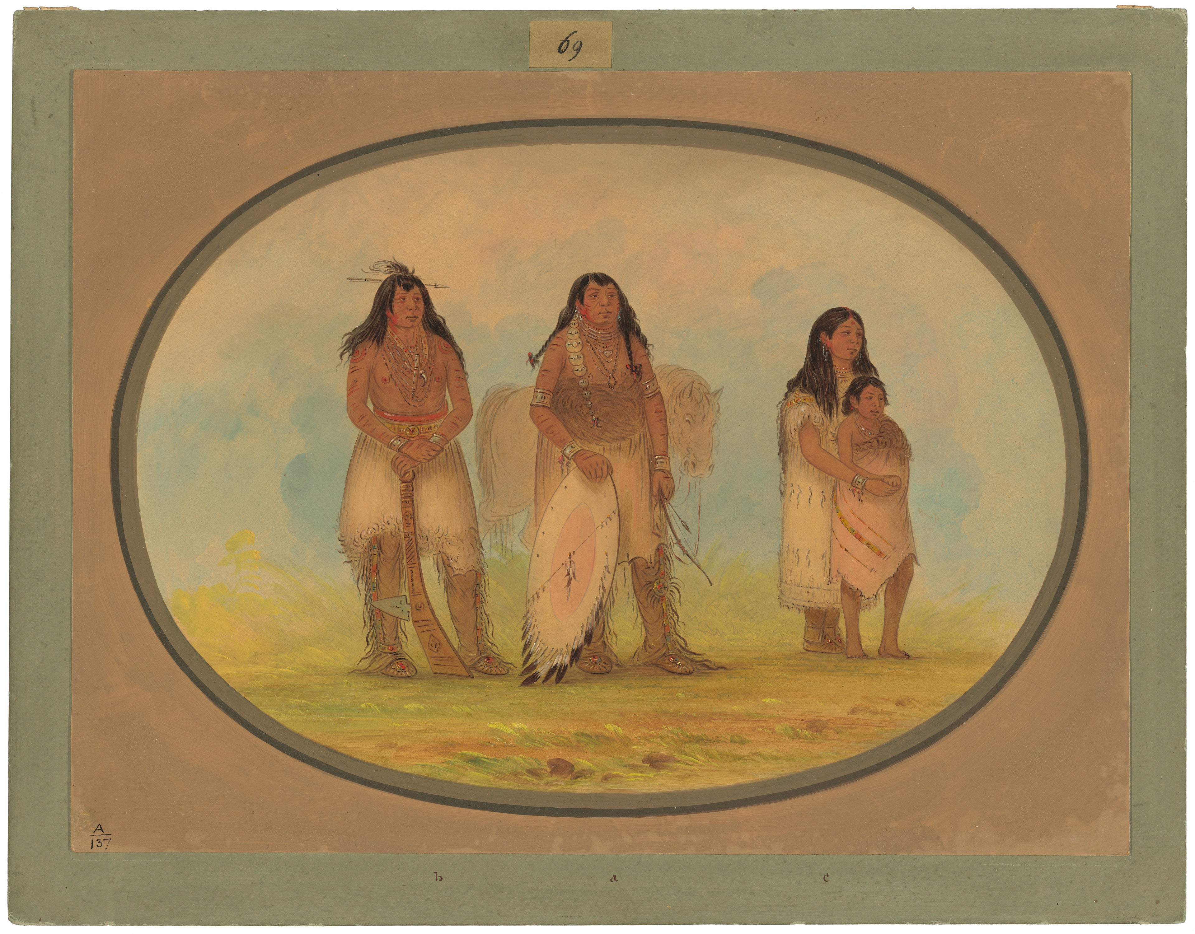 Quatre Indiens Kiowas - George Catlin
