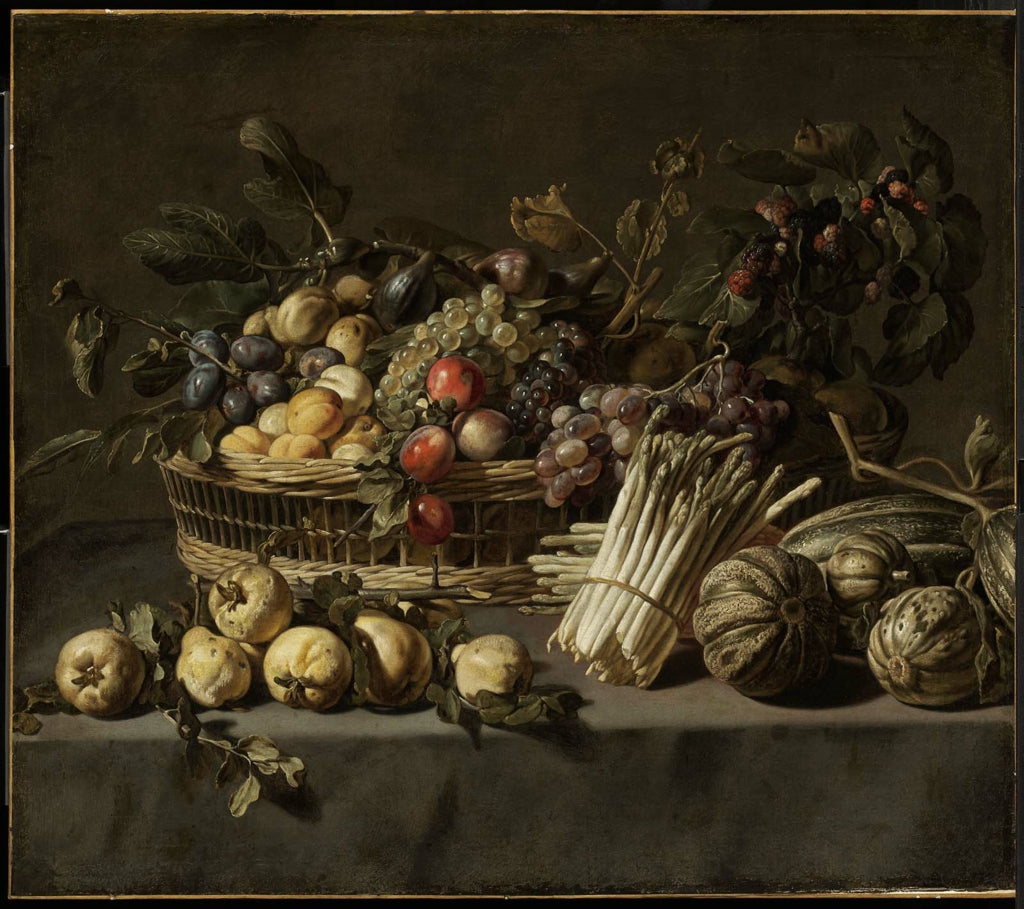 Des légumes et une corbeille de fruits sur une table - Frans Snyders