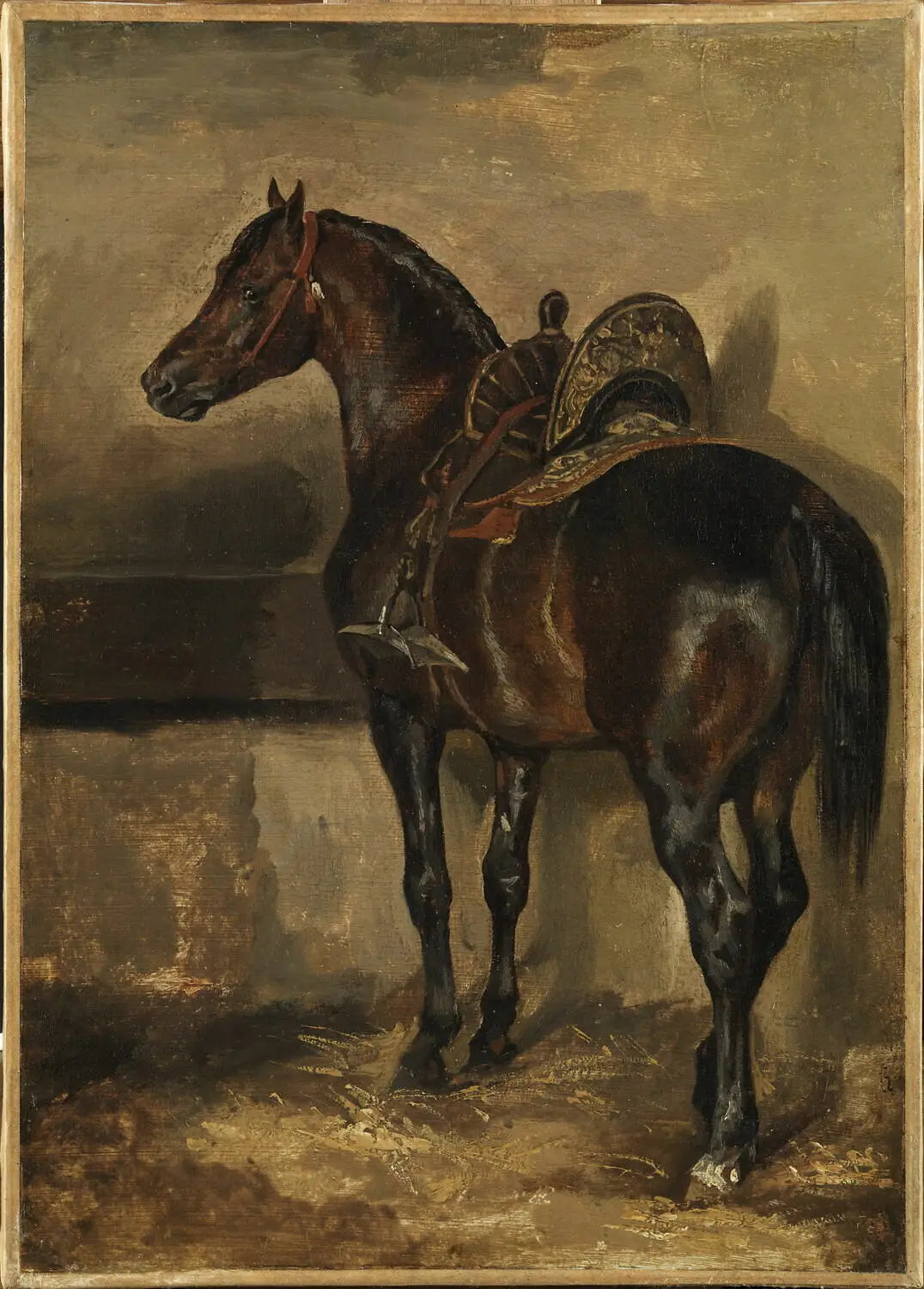 Reproduction du tableau « Cheval turc dans une écurie - Théodore Géricault » par Alpha Reproduction en peinture à l’huile