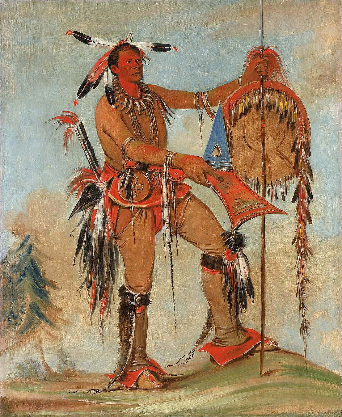 Ah-móu-a, la baleine, l'un des principaux braves de Kee-o-kúk - George Catlin