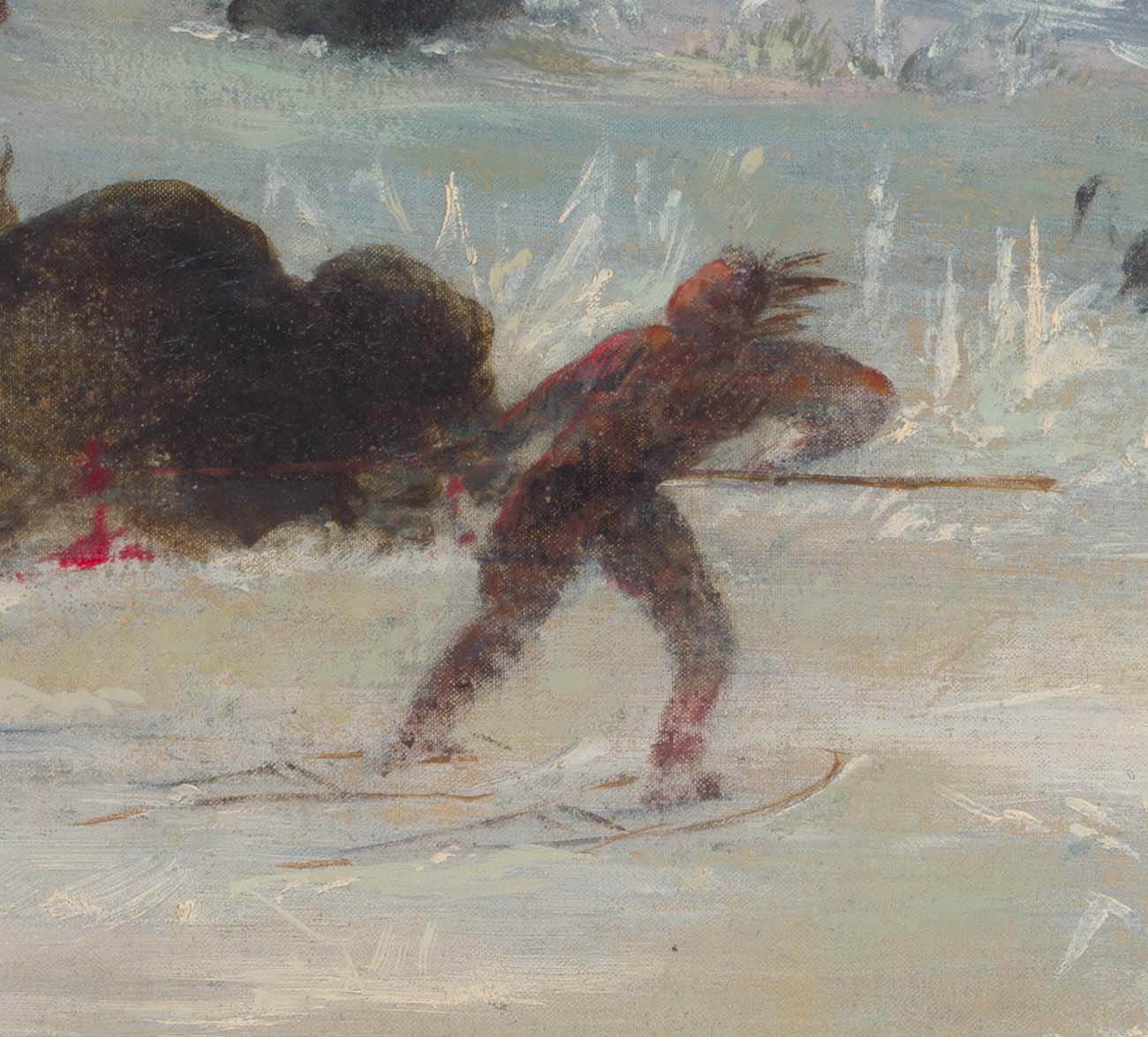 Indiens Assiniboines poursuivant le bison en raquettes - George Catlin