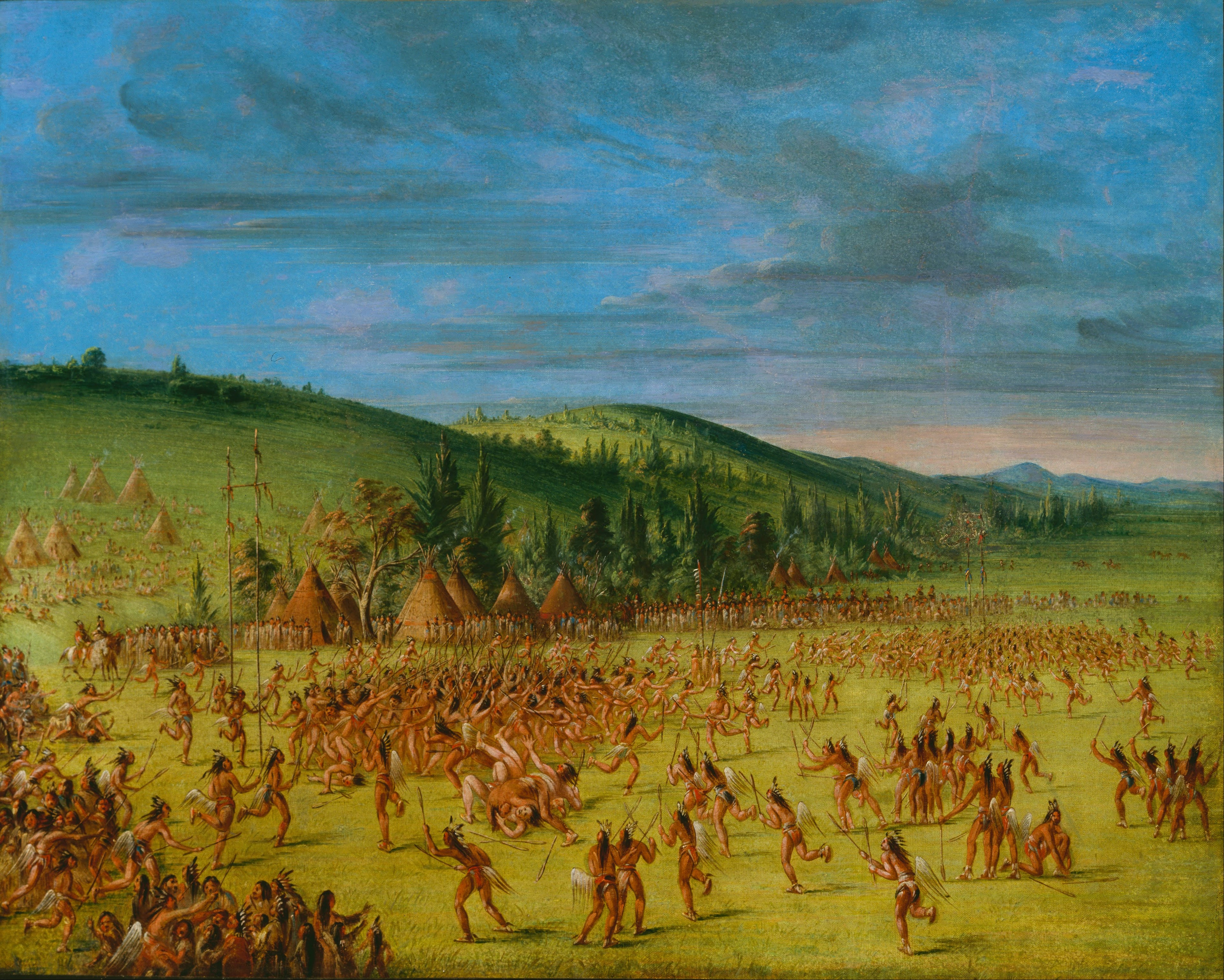 Jeu de balle des Choctaws : Ball Up - George Catlin