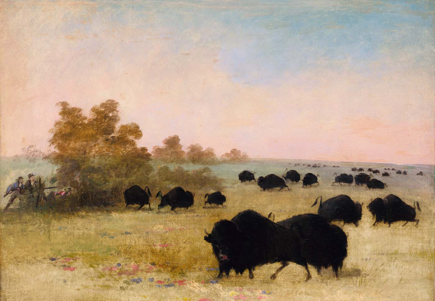Catlin et Party Stalking Buffalo, Haut-Missouri - George Catlin