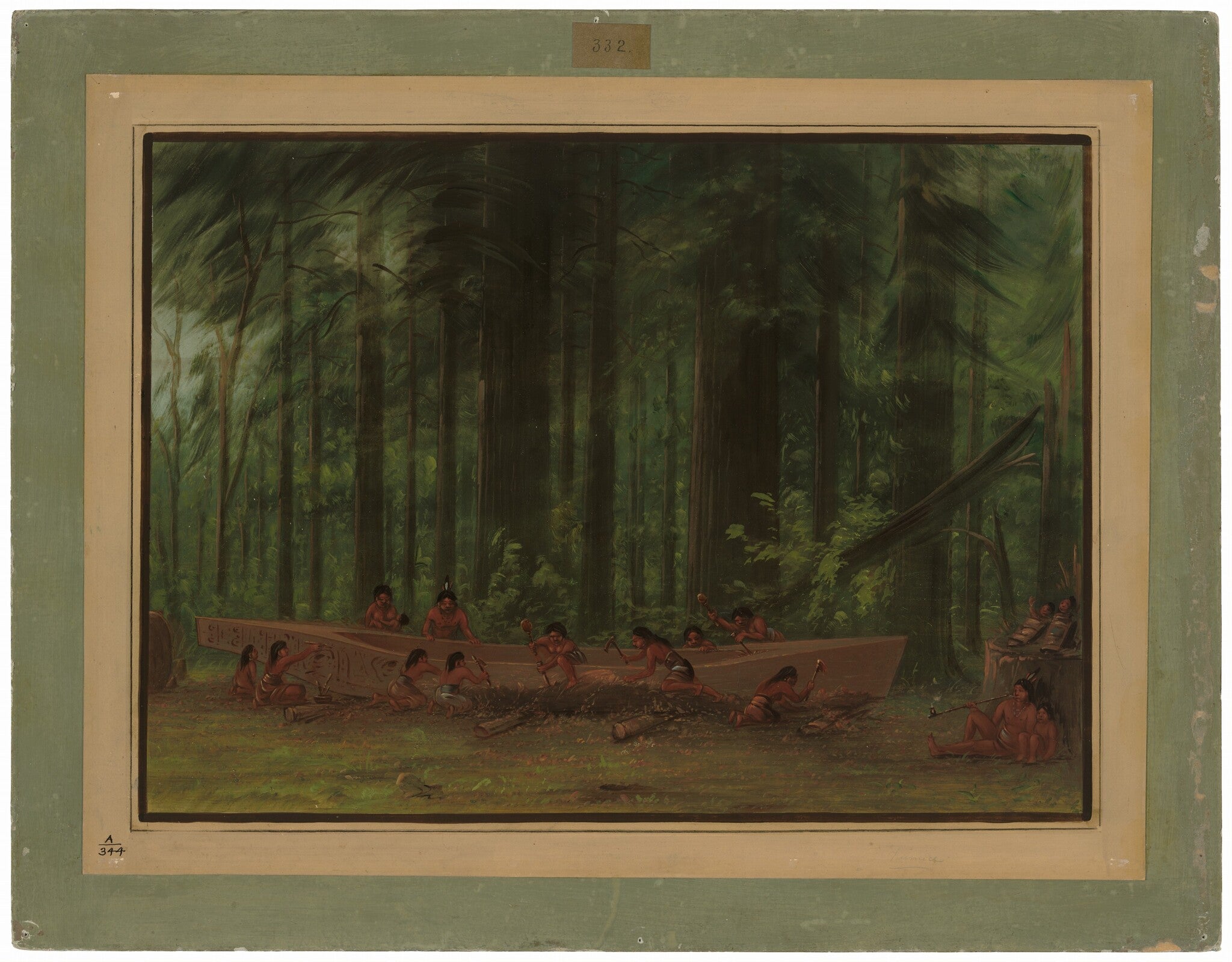 Excavation d'un canot - Indiens Nayas - George Catlin
