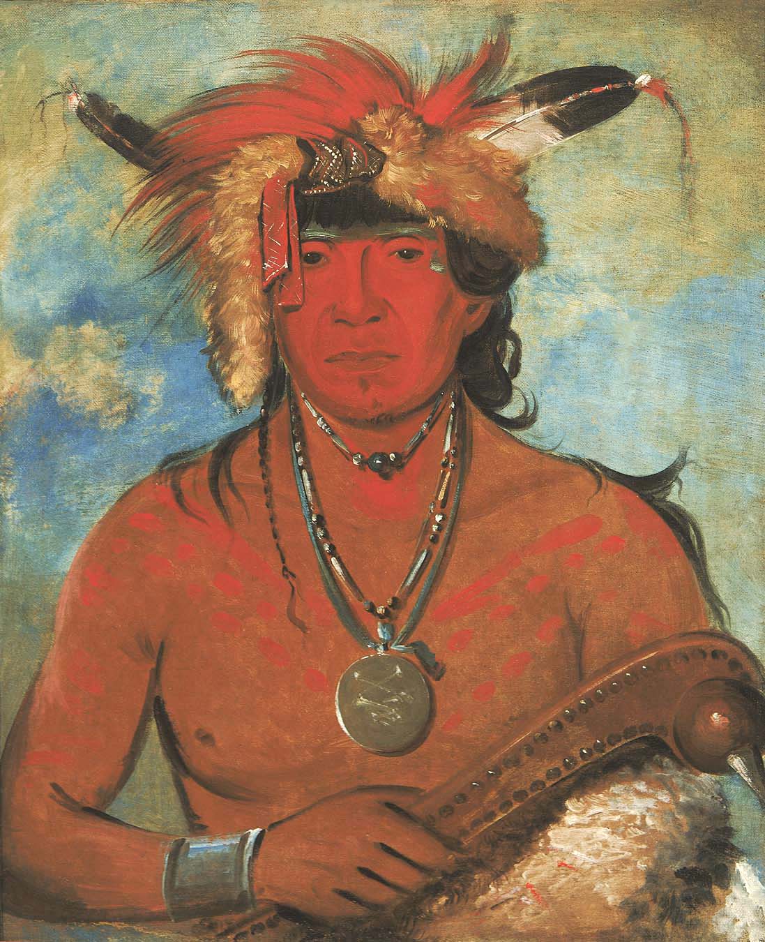 Háh-je-day-ah'-shee, Rencontre avec les oiseaux, un brave - George Catlin