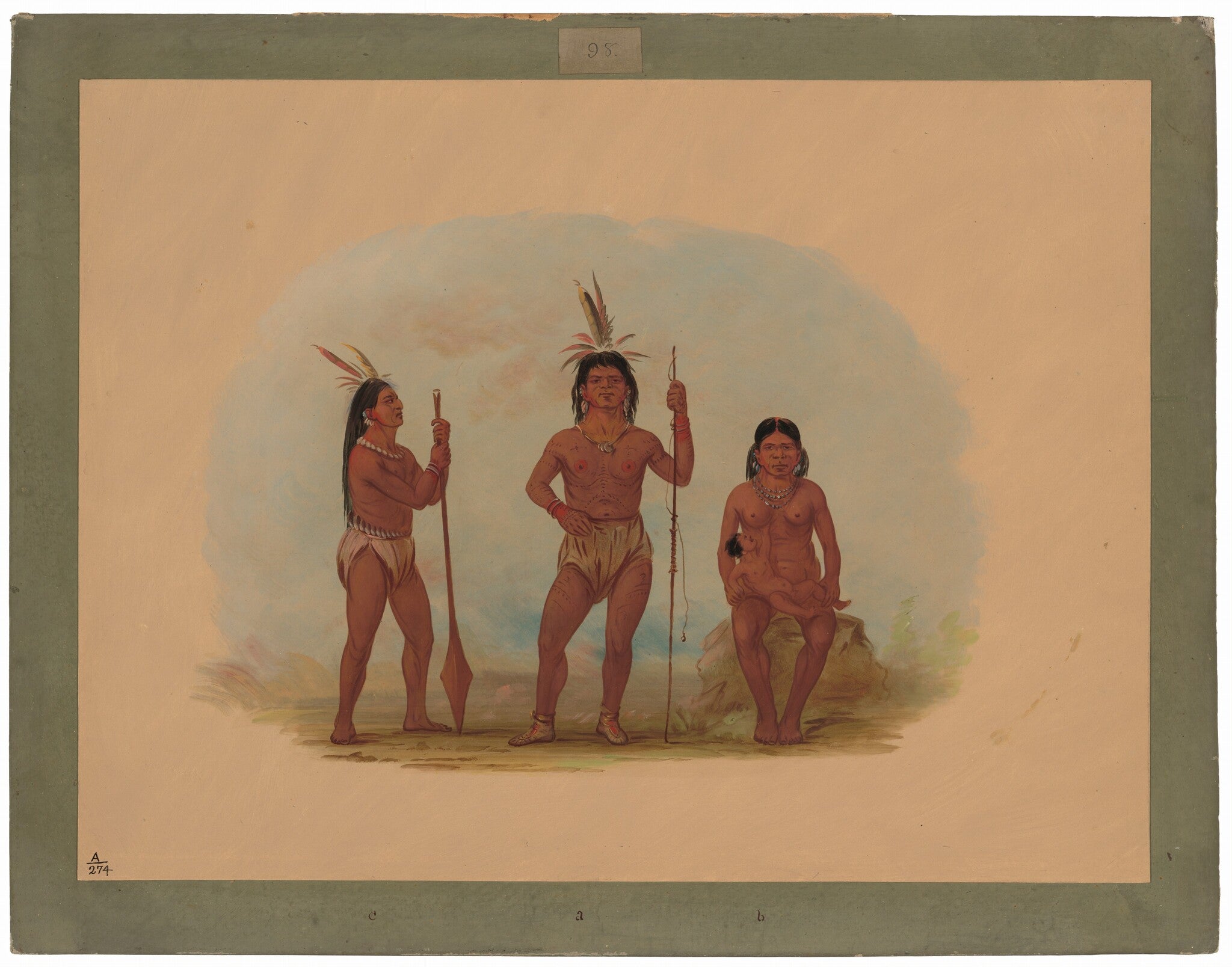 Le chef Klahoquaht, sa femme et son fils - George Catlin