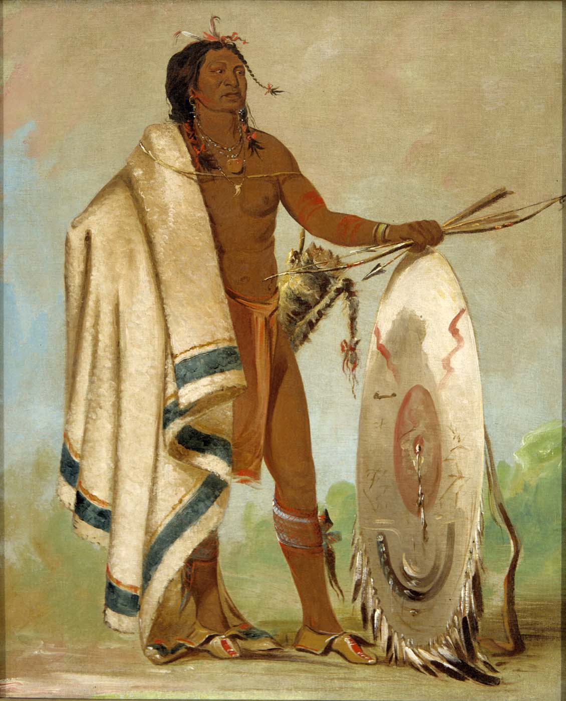 Kotz-a-tó-ah, Bouclier fumé, un guerrier distingué - George Catlin
