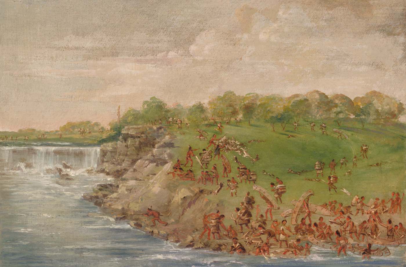 Portage ojibwé autour des chutes de Saint-Antoine - George Catlin