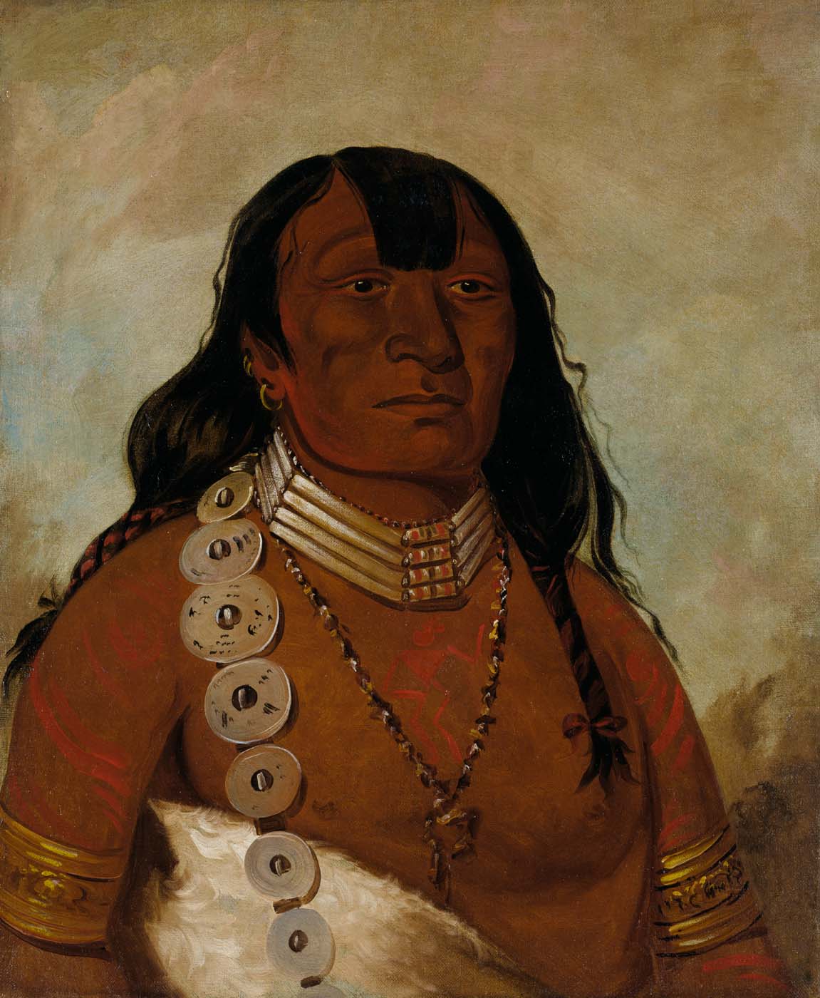 Téh-tóot-sah (mieux connu sous le nom de Tohausen, Little Bluff), premier chef - George Catlin