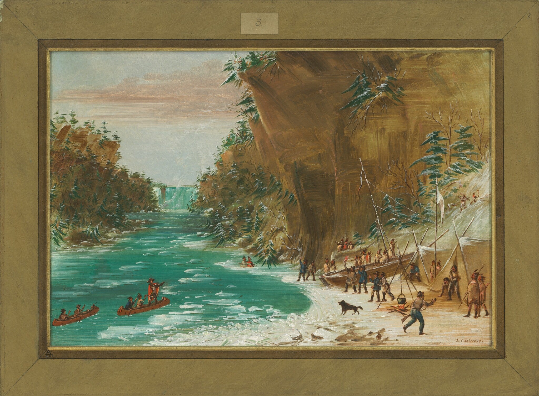 L'expédition campe sous les chutes du Niagara. 20 janvier 1679 - George Catlin