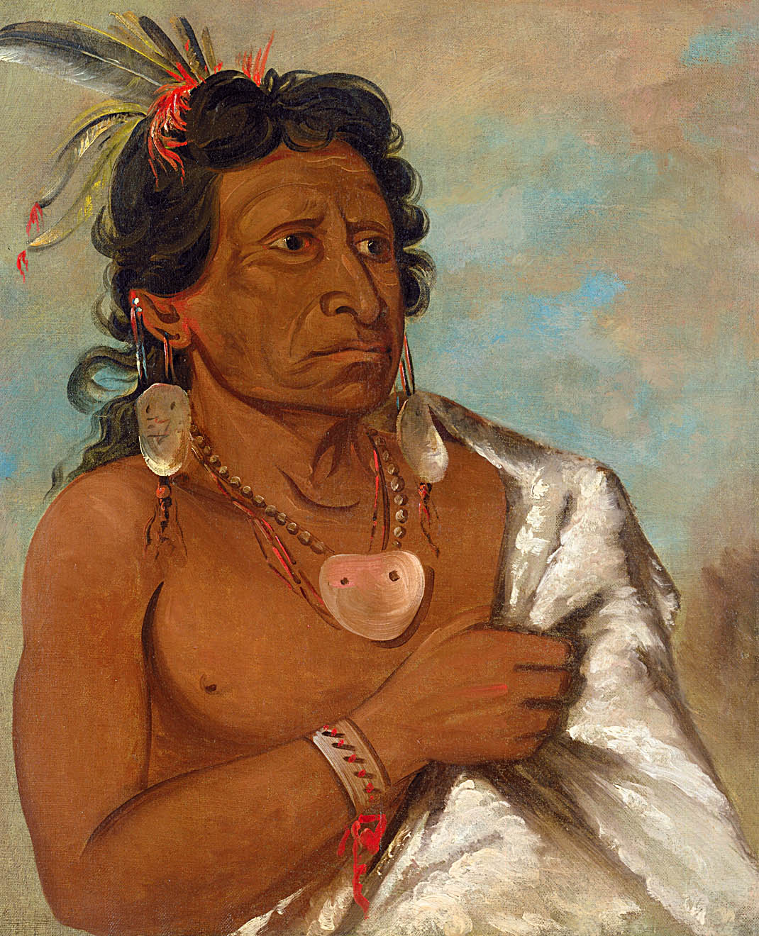 U'sh-ee-kitz, Celui qui se bat avec une plume, chef de la tribu - George Catlin