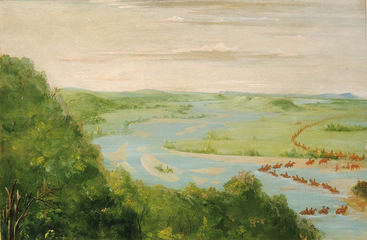 Vue de la rivière Canadienne, Dragoons Crossing - George Catlin