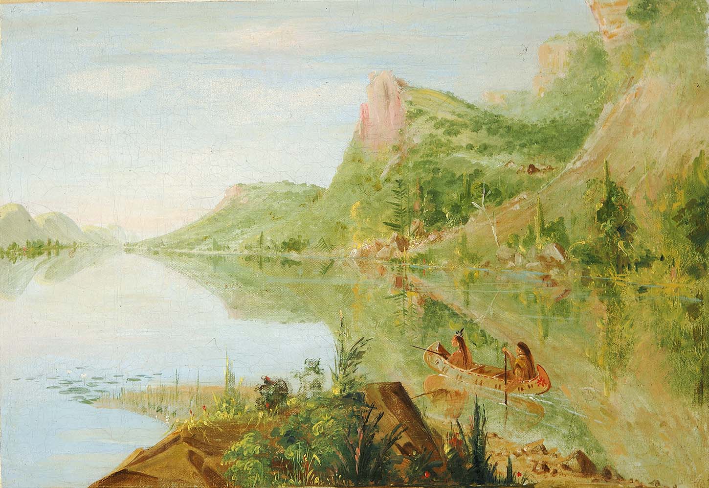 Vue sur la rivière Wisconsin, Winnebago Shooting Ducks - George Catlin