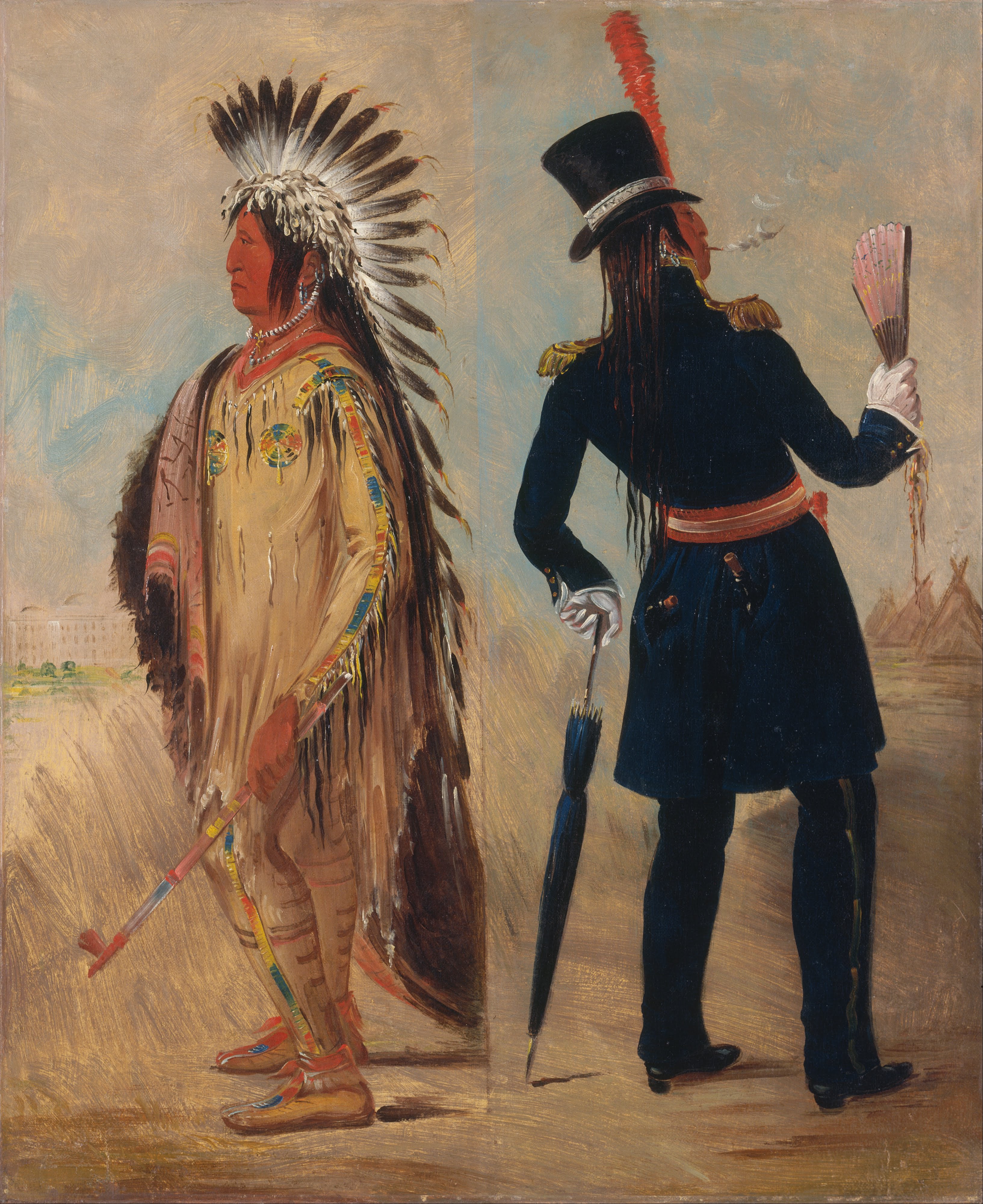 Wi-jún-jon, Tête d'œuf de pigeon (La Lumière) Aller et retour de Washington - George Catlin