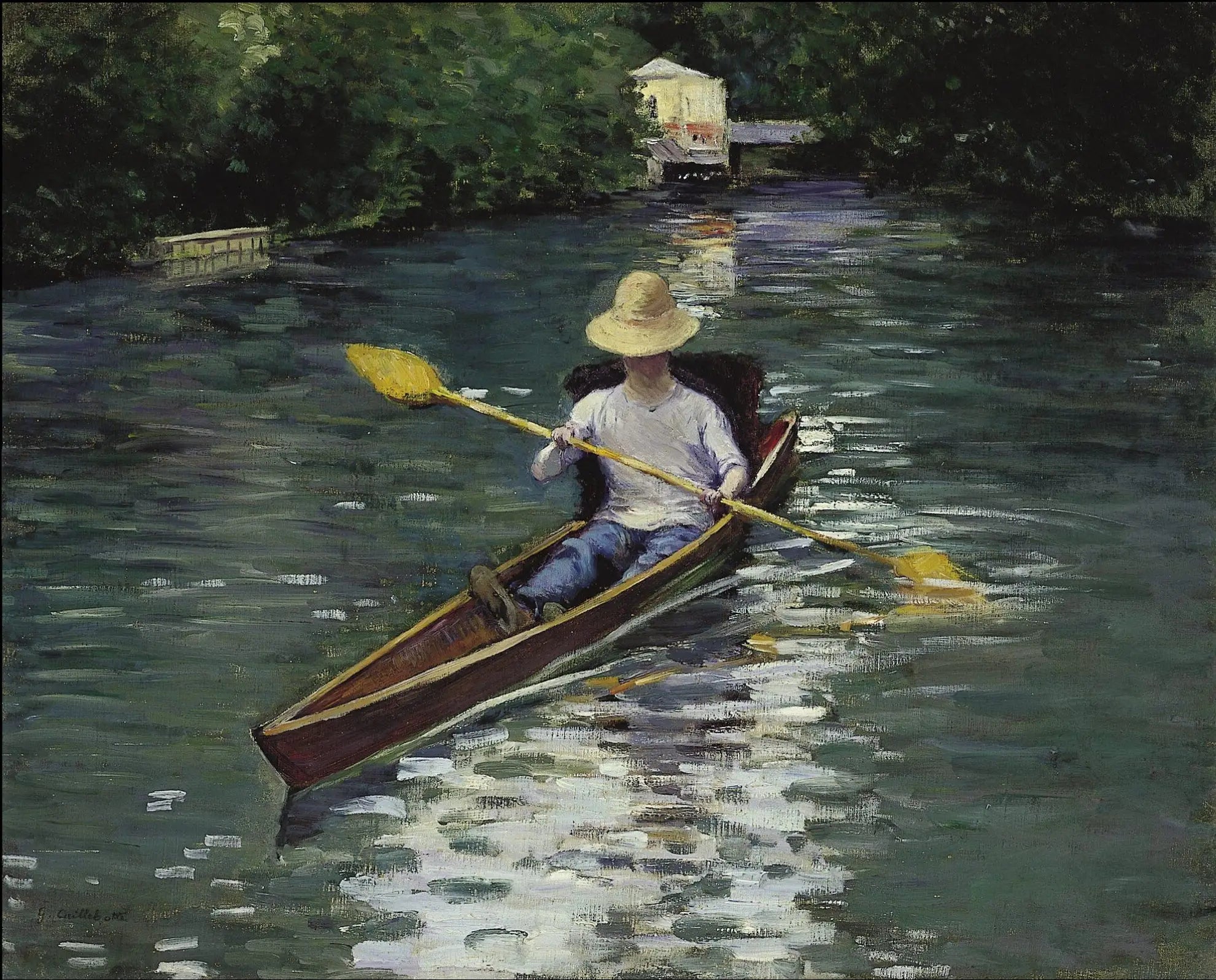 Reproduction du tableau « Périssoire sur l'Yerres - Gustave Caillebotte » par Alpha Reproduction en peinture à l’huile