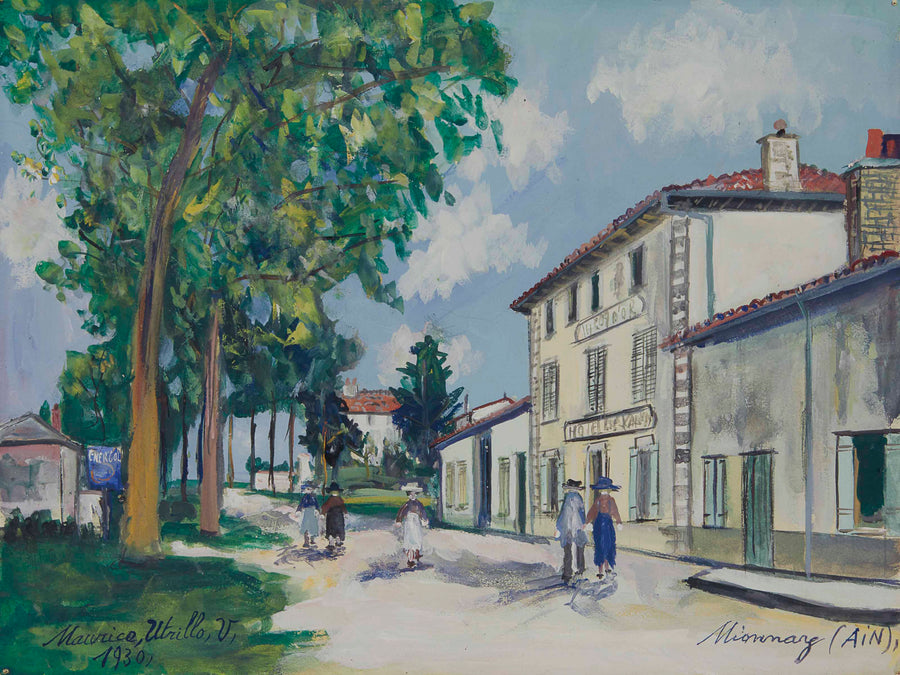 Hôtel du Lion d'Or, Vue du centre, Mionnay (Ain) (1930) - Maurice Utrillo
