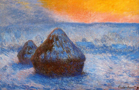 Meules (พลบค่ำ, ผลกระทบของหิมะ) - Claude Monet