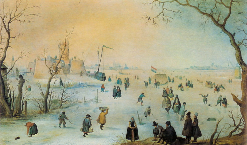 Paysage d'hiver avec forteresse - Hendrick Avercamp image 1 reproduction artisanale de tableau