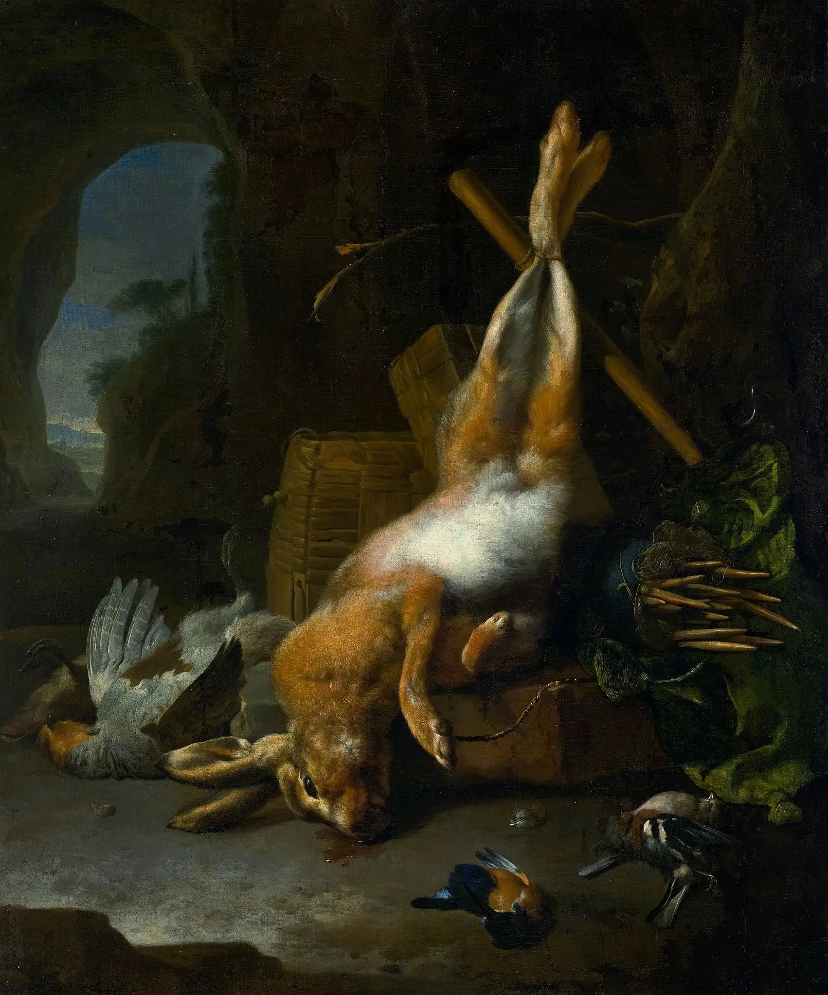 Nature morte avec le trophée de chasse. - Melchior de Hondecoeter - Alpha Reproduction
