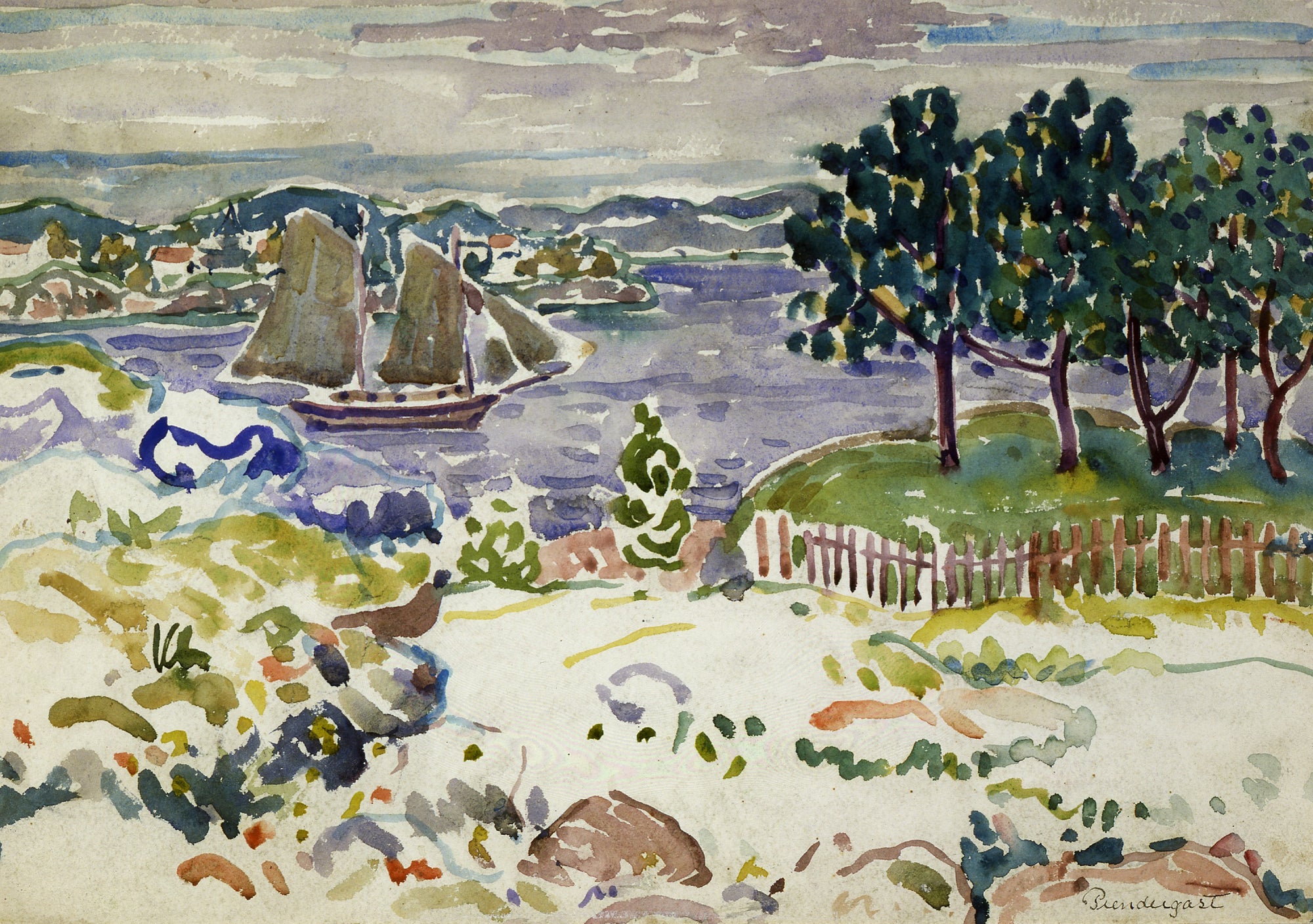 Crique avec voilier, Maine - Maurice Prendergast