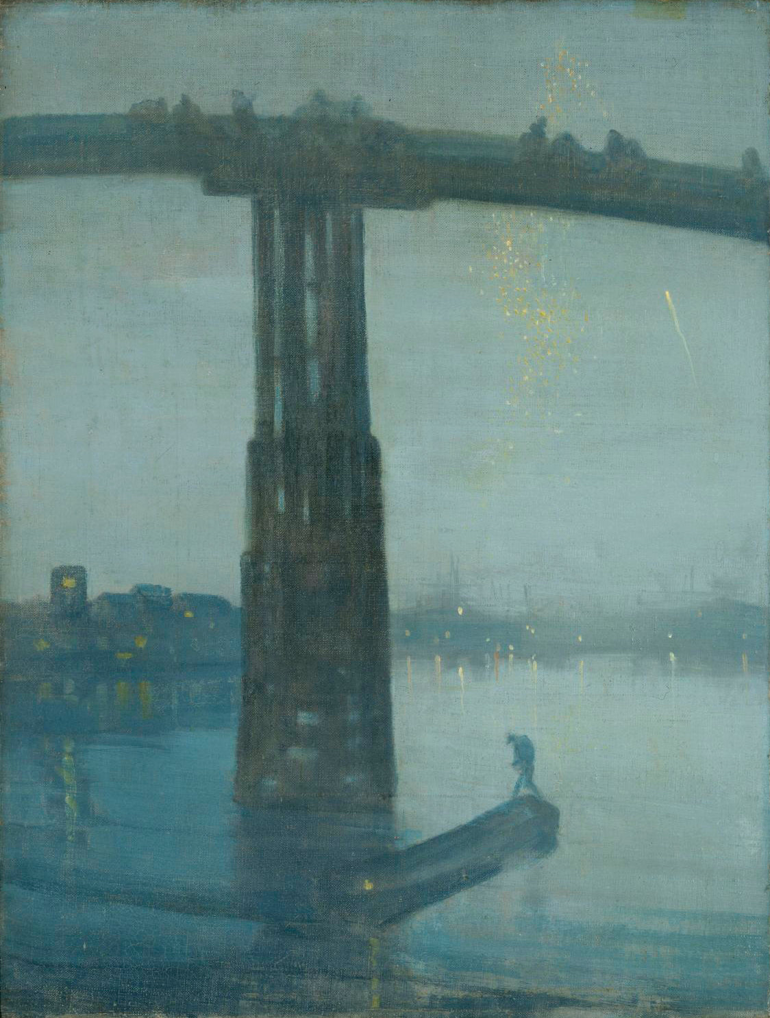 Reproduction du tableau « Nocturne en bleu et or - le Vieux Pont de Battersea - James Abbott McNeill Whistler » par Alpha Reproduction en peinture à l’huile