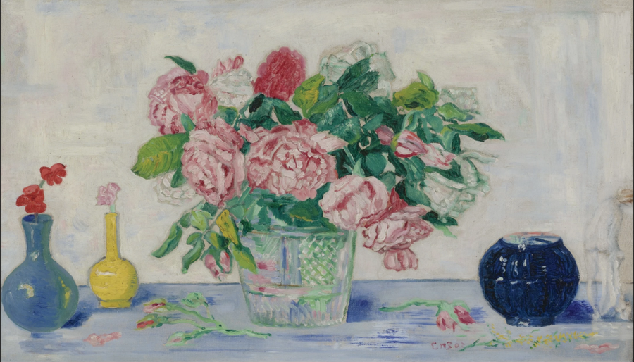 . Roses, Tanagra Figure and Vases - James Ensor