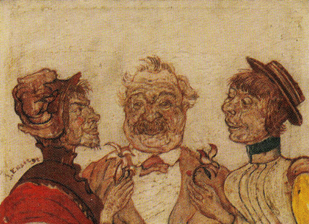 Monsieur and Madame Rousseau Speaking with Sophie Yoteko - James Ensor