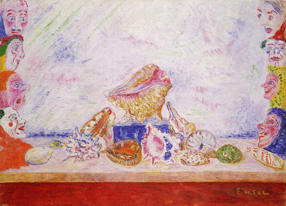 เปลือกหอยพร้อมหน้ากาก - James Ensor