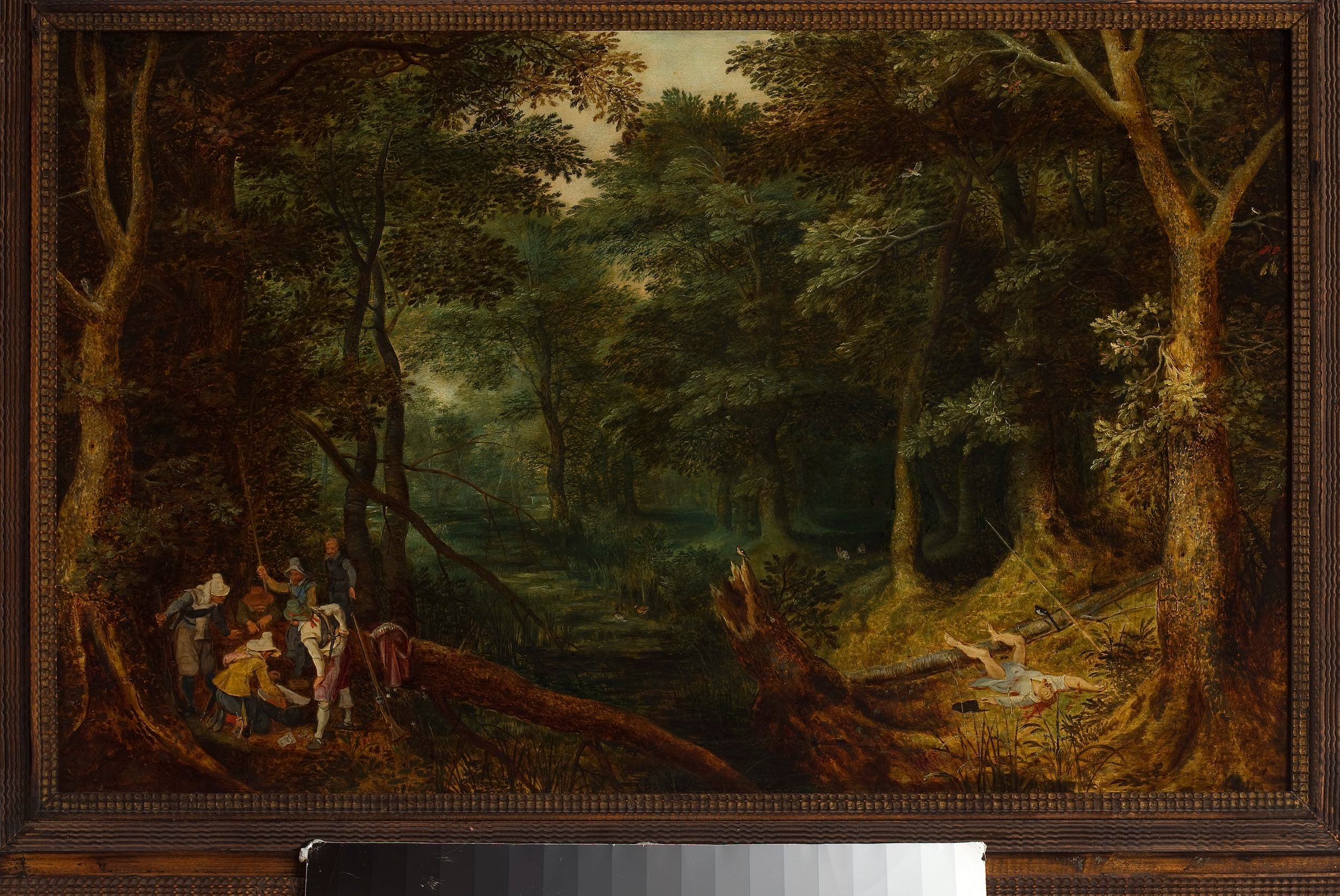 Paysage avec des voleurs partageant le butin. - Jan Brueghel l'Ancien