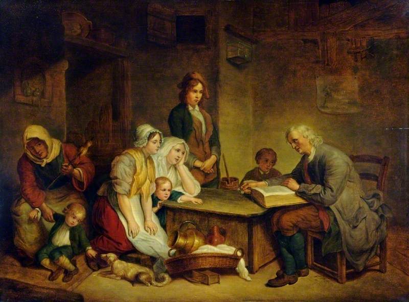 Un père lisant la Bible à sa famille - Jean-Baptiste Greuze - Alpha Reproduction