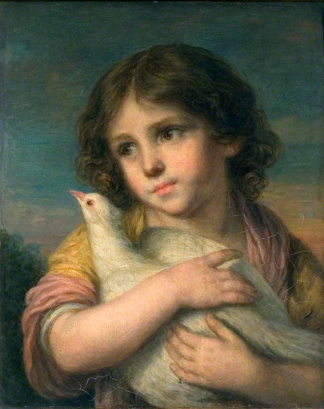 Innocence: Une fille avec une colombe - Jean-Baptiste Greuze - Alpha Reproduction