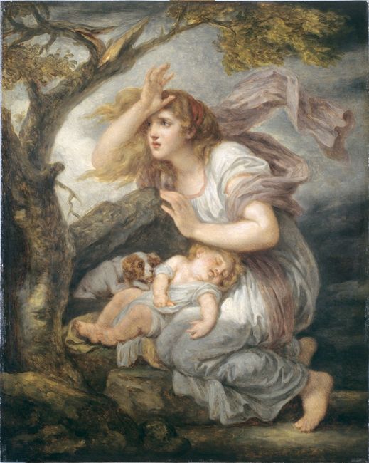 Jeune femme effrayée par l’orage - Jean-Baptiste Greuze - Alpha Reproduction