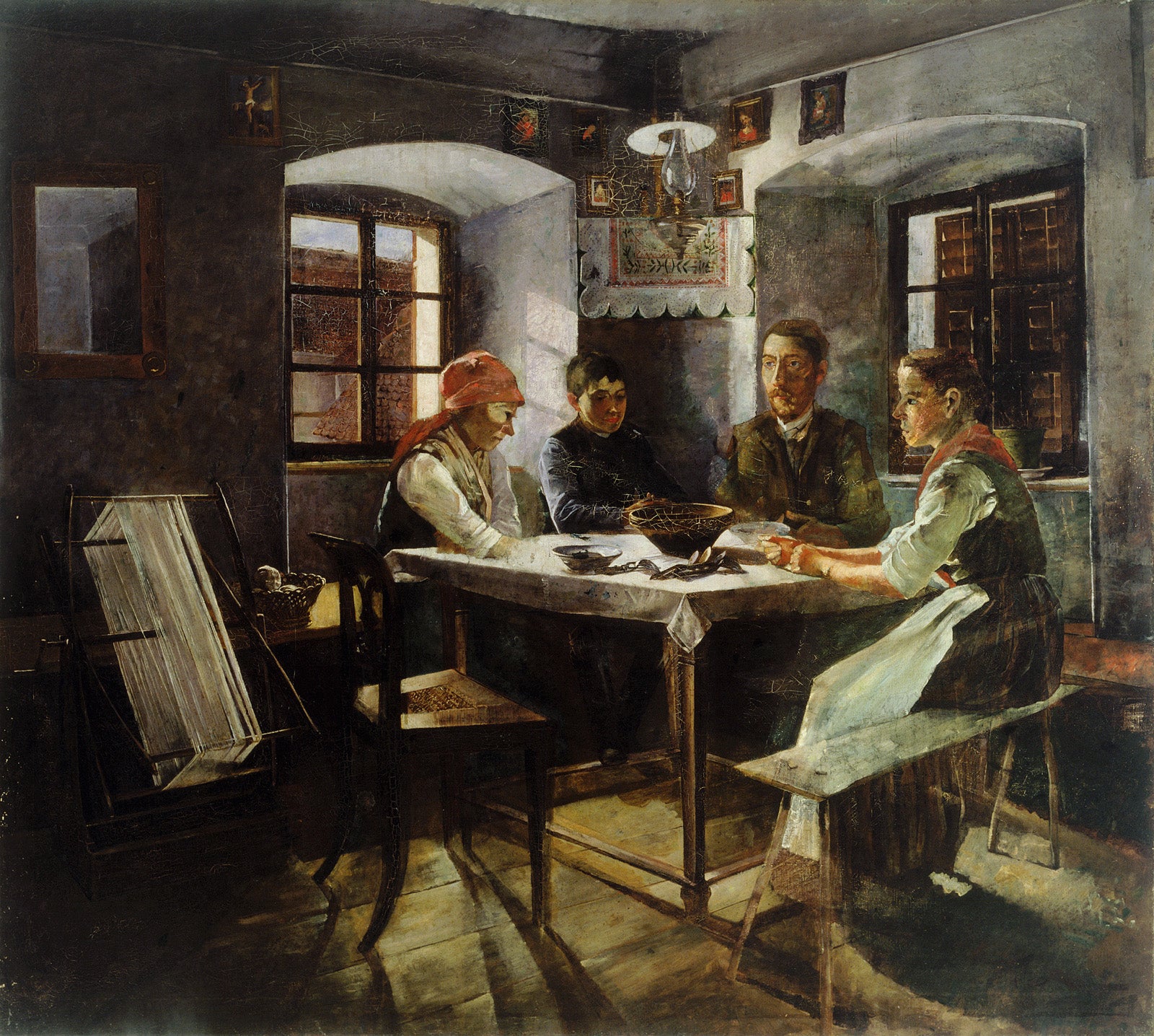 À la maison, Jožef Petkovšek, vers 1889, huile sur toile