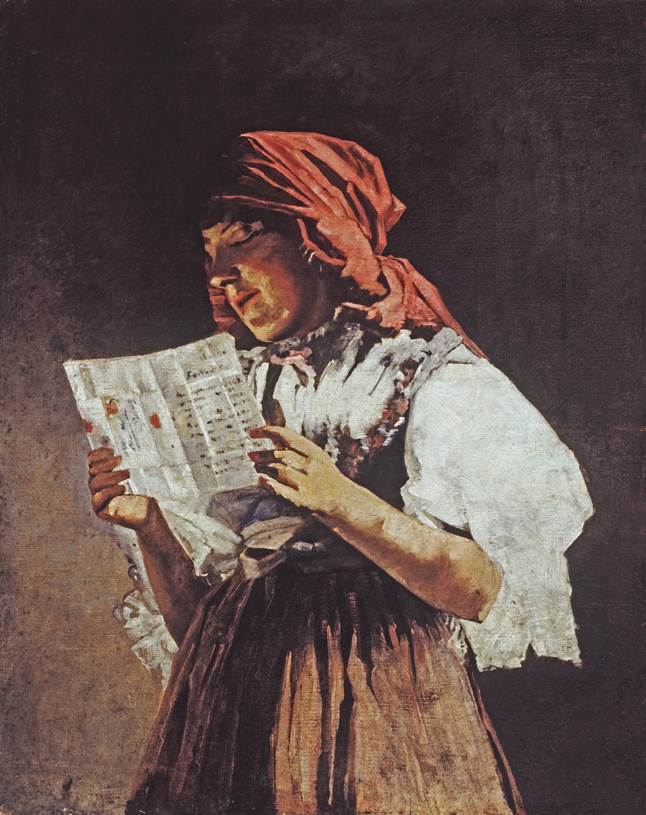 La Lettre, Jožef Petkovšek, vers 1889, huile sur toile