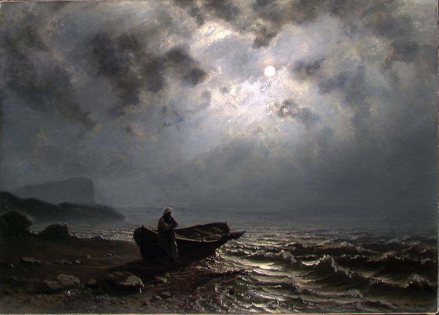 Clair de lune sur la côte norvégienne, Knut Andresen Baade, 1876, peinture à l’huile