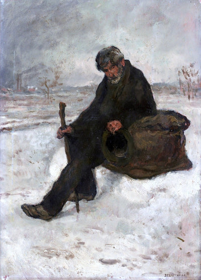 Le cheminot dans la neige - Jean-François Raffaëlli