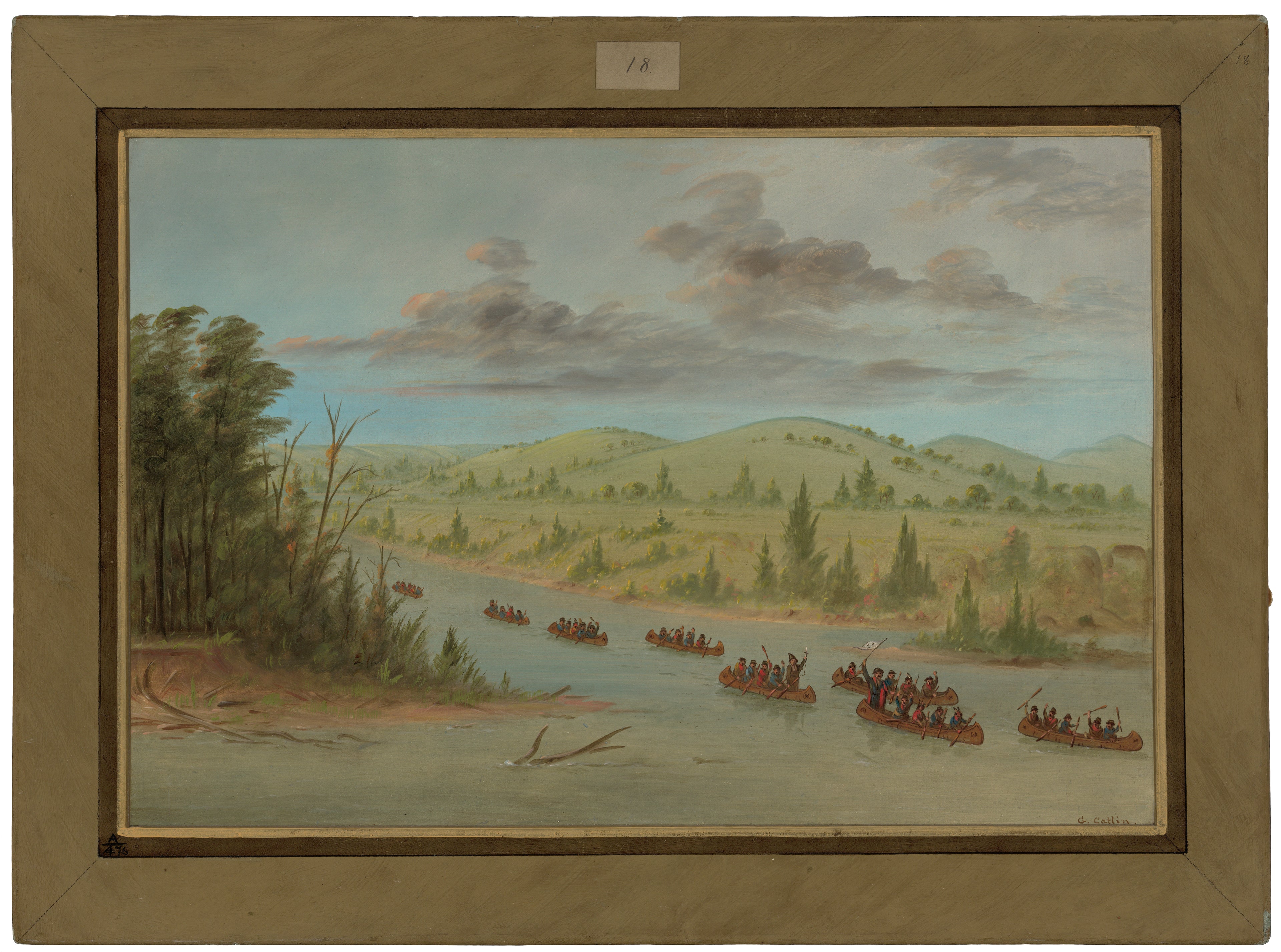 Le groupe de La Salle entrant dans le Mississippi en canoë. 6 février 1682 - George Catlin