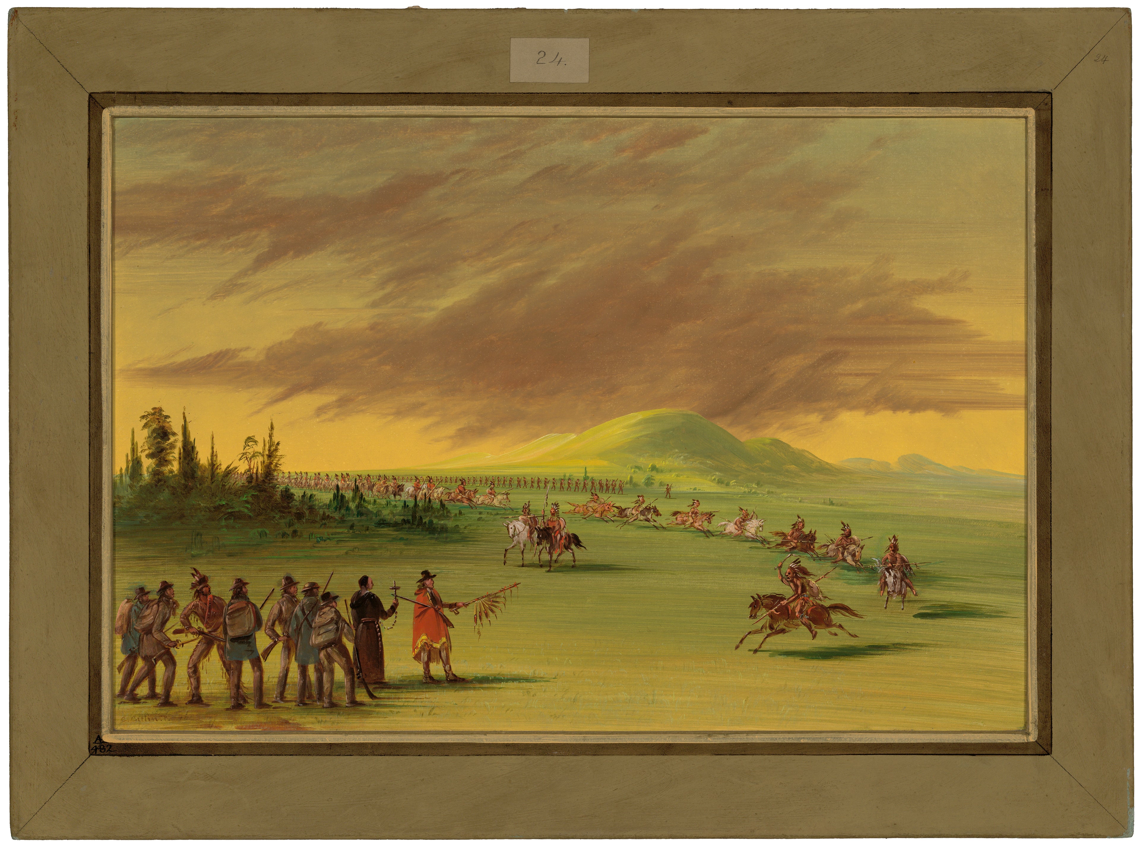 La Salle rencontre un groupe de guerriers indiens Cenis dans une prairie du Texas. 25 avril 1686 - George Catlin