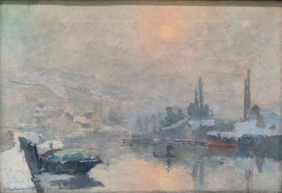 La Seine et l'île Lacroix à Rouen en hiver - Albert Lebourg