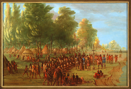La Salle érigeant une croix et prenant possession du terrain. 25 mars 1682 - George Catlin