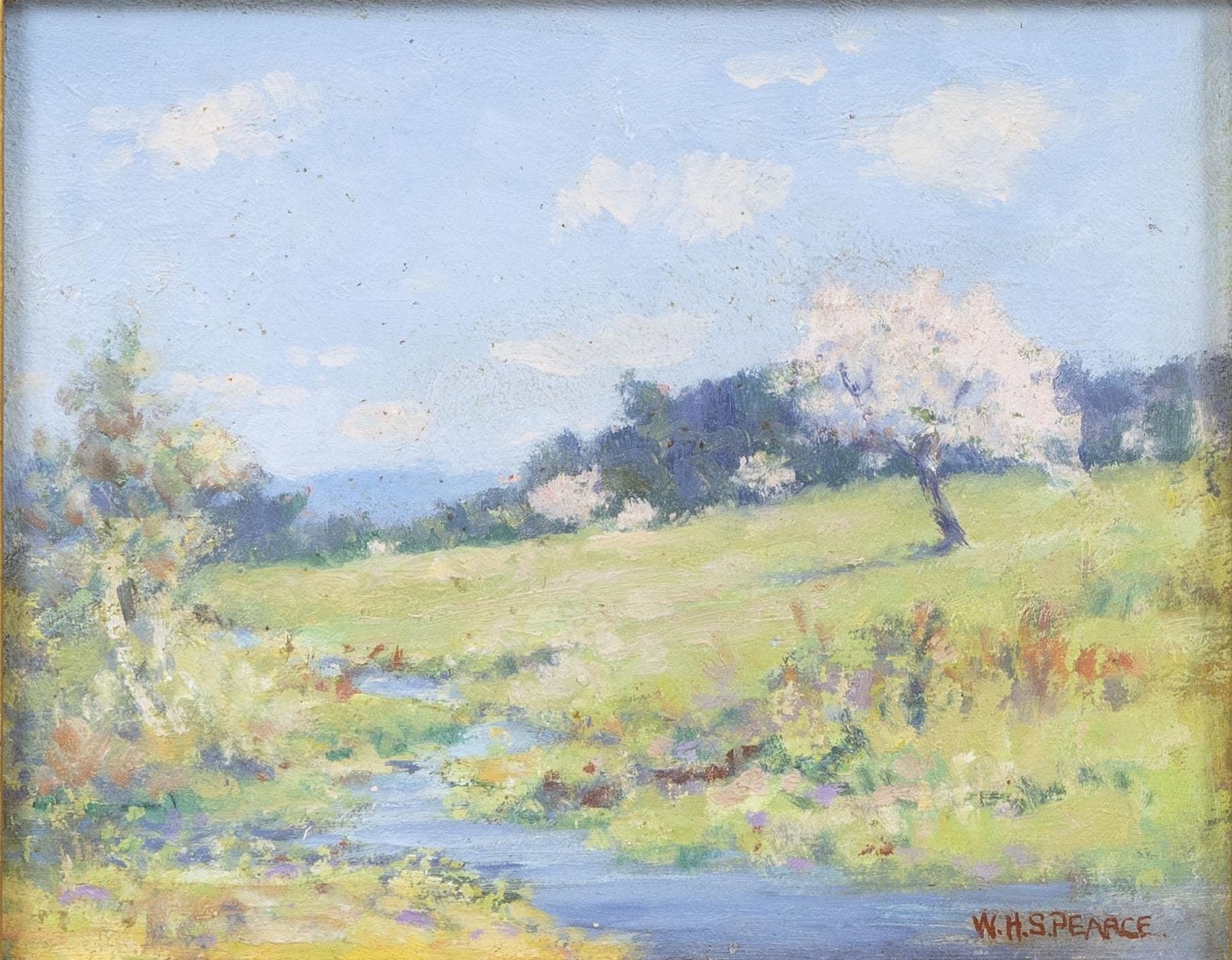 Paysage aux pommiers en fleurs, peinture de William Houghton Pearce